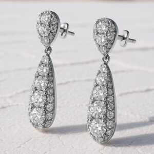 18K Gold-Plated Cubic Zirconia Studded Drop Earrings - Silver
