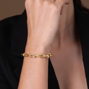 18K Gold-Plated Stainless Steel Tarnish-Free Waterproof Link Bracelet - Gold