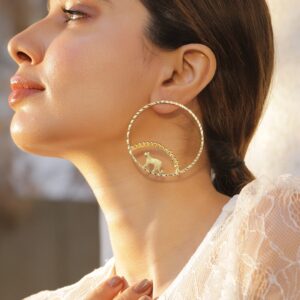 18KT Gold Plated Brass Circular Hoop Earrings - Gold