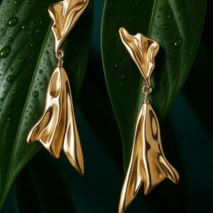 22K Gold-Plated Stainless Steel Tarnish-Free Waterproof Dangle Earrings - Gold