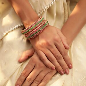 Eternal Elegance 22K Gold-Plated Kemp Stone Bangles - 2.6