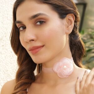 Pearls Beaded Choker Necklace - Pink