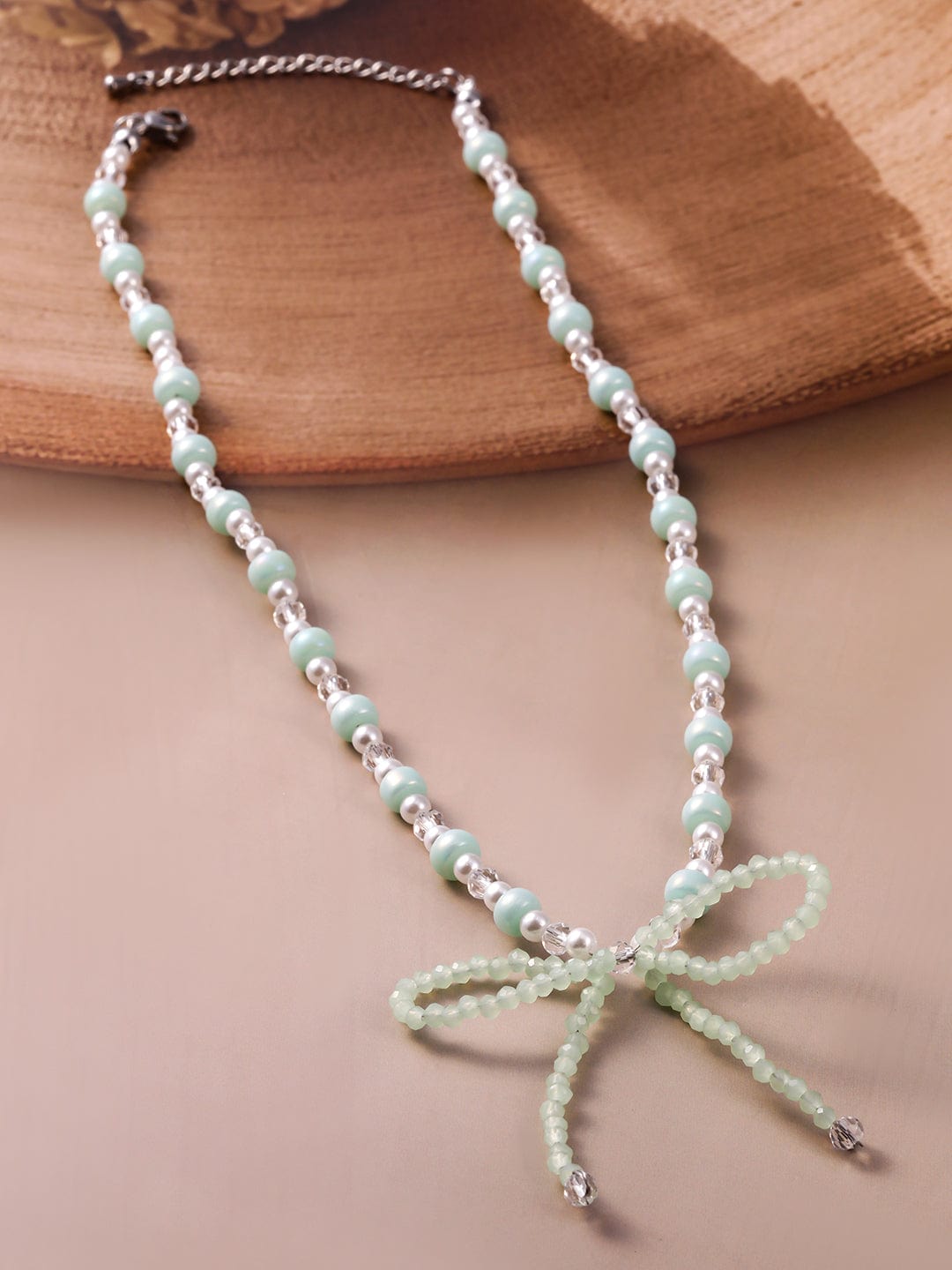 rhodium-plated-aqua-green-white-beaded-necklace-with-mint-green-bow-pendant-necklace-and-chains-36954405175470.jpg