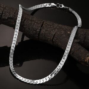 Roadster Rhodium-Plated Stainless Steel Flat Link Chain & Necklace for Men - Silver