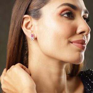 Rose Gold-Plated Floral CZ Studs Earrings - Rose Gold