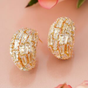 18K Gold-Plated Baguette-Cut Cubic Zirconia Statement Half Hoop Earrings