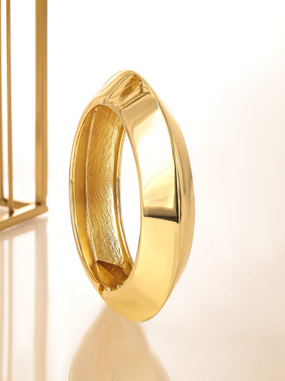 18K Gold-Plated Bold Dome Design Statement Kada Bracelet – Perfect for Luxe & Contemporary Styling - Gold