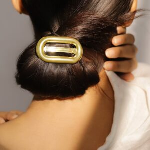 18K Gold Plated Bold Oval Hair Clip – Luxe Statement Hair Accessory for Women - Gold