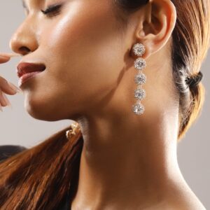 18K Gold-Plated Crystal & Cubic Zirconia Studded Statement Drop Earrings - Gold