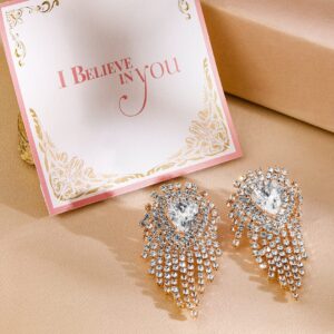 18K Gold-Plated Crystal Heart Dangle Earrings - Silver