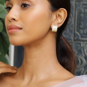 18K Gold-Plated Cubic Zirconia Studded Hoop Earrings - Gold