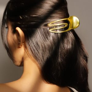 18K Gold Plated Curved Claw Hair Clip – Statement Hair Accessory for Stylish Looks - Gold