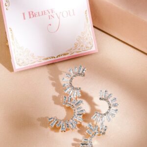 18K Gold-Plated Curved Crystal Statement Drop Earrings - Gold