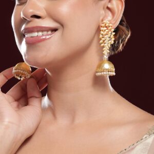 18K Gold-Plated Dome Jhumka Earrings - Gold
