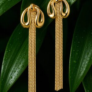 18K Gold Plated Knot Design Multilayered Tassel Drop Earrings
