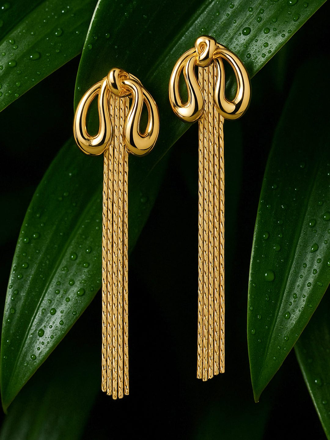 18K Gold Plated Knot Design Multilayered Tassel Drop Earrings