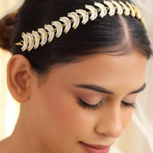 18K Gold-Plated Kundan & Pearl Beaded Matha Patti Head Jewellery - Gold