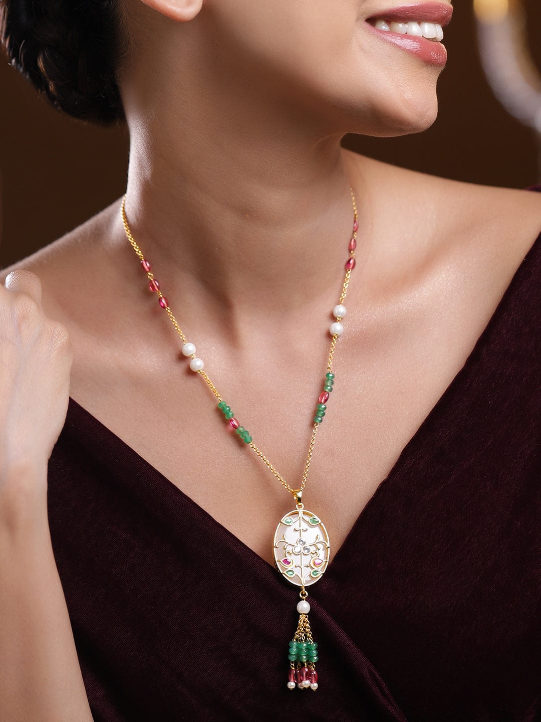 rubans-18k-gold-plated-kundan-pendant-necklace-with-enamel-floral-detailing-green-and-pink-beads-white-kundan-centre-pearls-necklaces-necklace-sets-chains-mangalsutra-1182337457.jpg