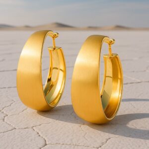 18K Gold-Plated Matte Finish Bold Hoop Earrings - Gold