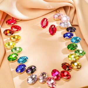 18K Gold Plated Multicolor Crystal Zirconia Gemstone-Studded Jewellery Set - Gold