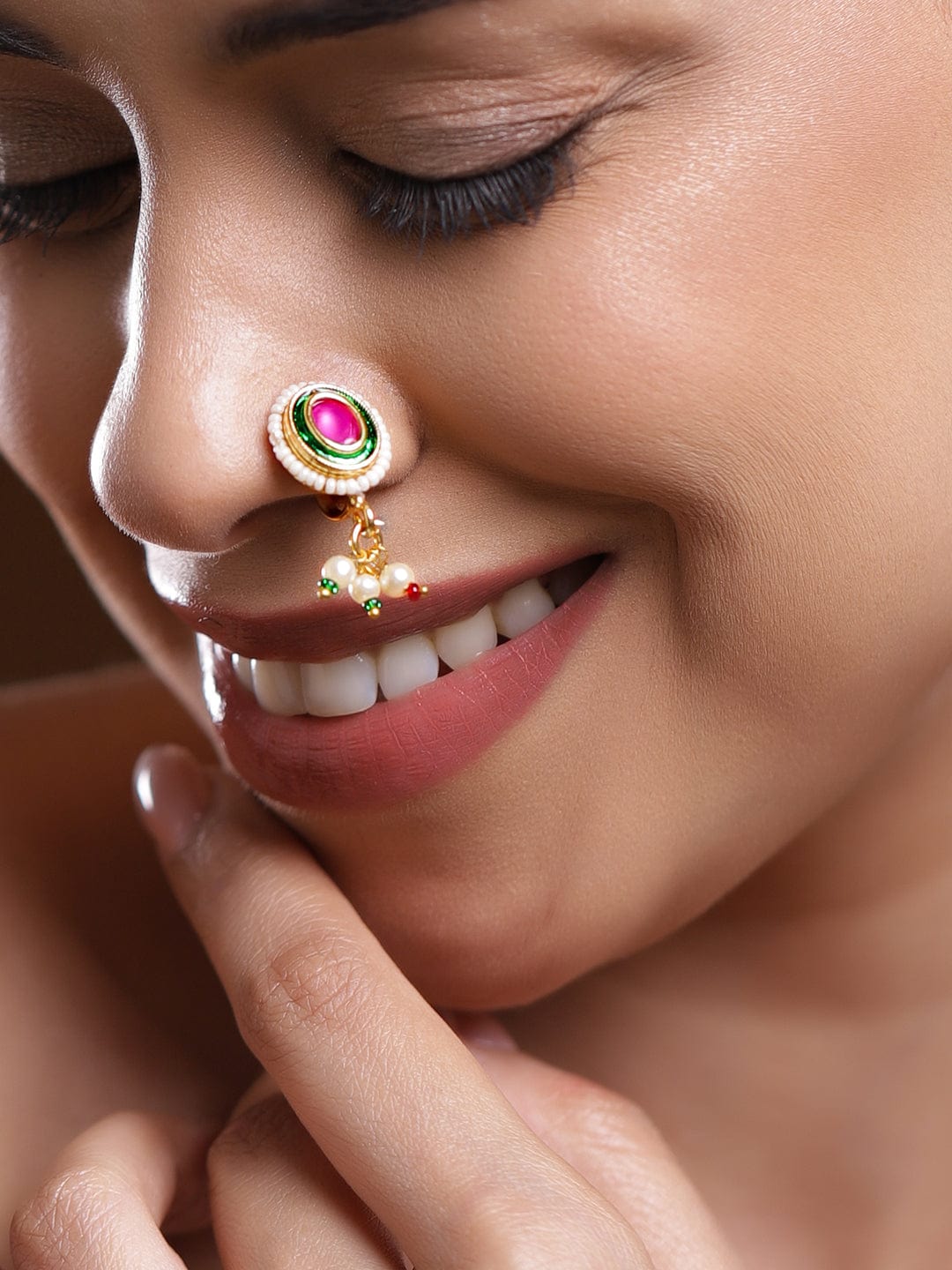 rubans-18k-gold-plated-ruby-pink-stone-oval-non-pierced-clip-on-nath-with-green-enamel-pearl-drops-nose-ring-1170742881.jpg