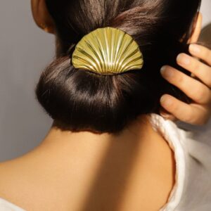 18K Gold Plated Shell Design Hair Clip – Luxe Statement Hair Accessory for Women - Gold