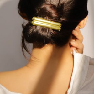 18K Gold Plated Sleek Double-Bar Design Hair Clip – Statement Luxe Hair Accessory - Gold