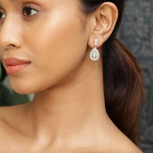 18K Gold-Plated Sparkling Cubic Zirconia Studded Radiant Teardrop Earrings