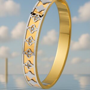18K Gold-Plated Stainless Steel Tarnish-Free Waterproof Floral Cutout Openable Bracelet - Gold