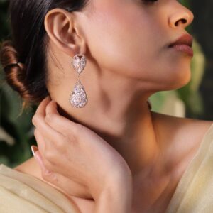 18K Gold-Plated Teardrop Crystal Dangle Earrings - Gold