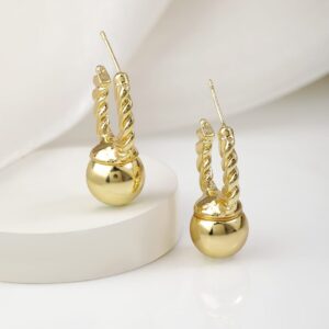 18K Gold Plated Twisted Hoop Earrings - Gold
