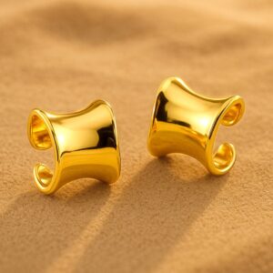 18KT Gold Plated Bold Hoop Earring in Stainless Steel Tarnish-Free Demi-Fine Design