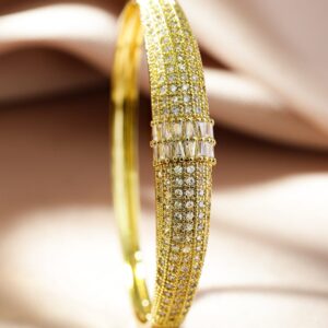 22K Gold-Plated Demi-Fine Sparkling Cubic Zirconia Openable Bracelet