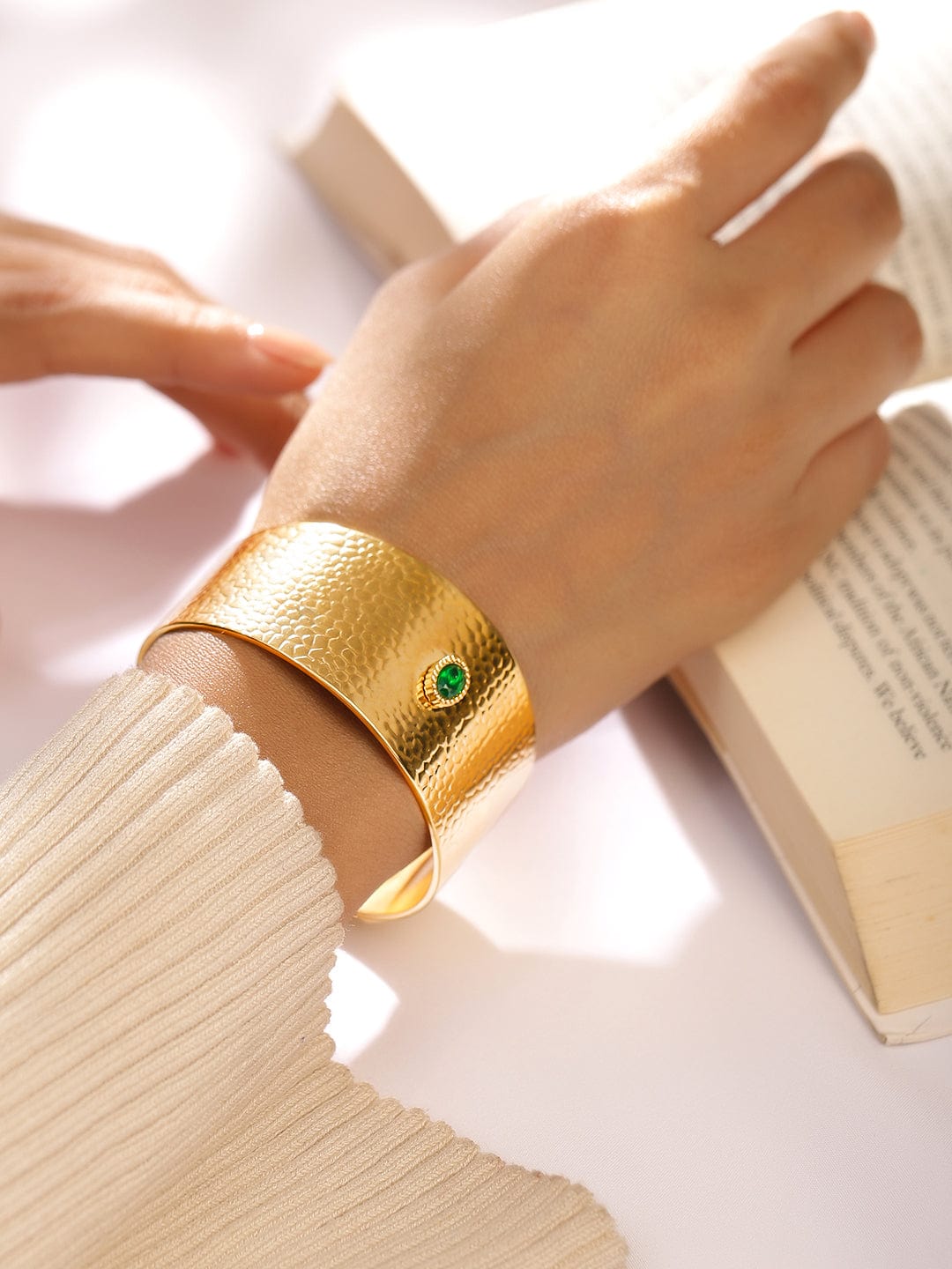 rubans-22k-gold-plated-free-size-textured-cuff-bracelet-with-emerald-green-accent-bracelet-1170944637.jpg