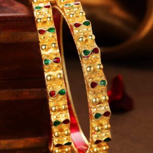 22K Gold Plated Handcrafted Enamel Set of 2 Bangles - 2.4