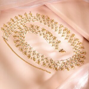 22K Gold Plated Kundan & Pearl Handcrafted Multi-Layer Waist Chain Kamarband - Gold