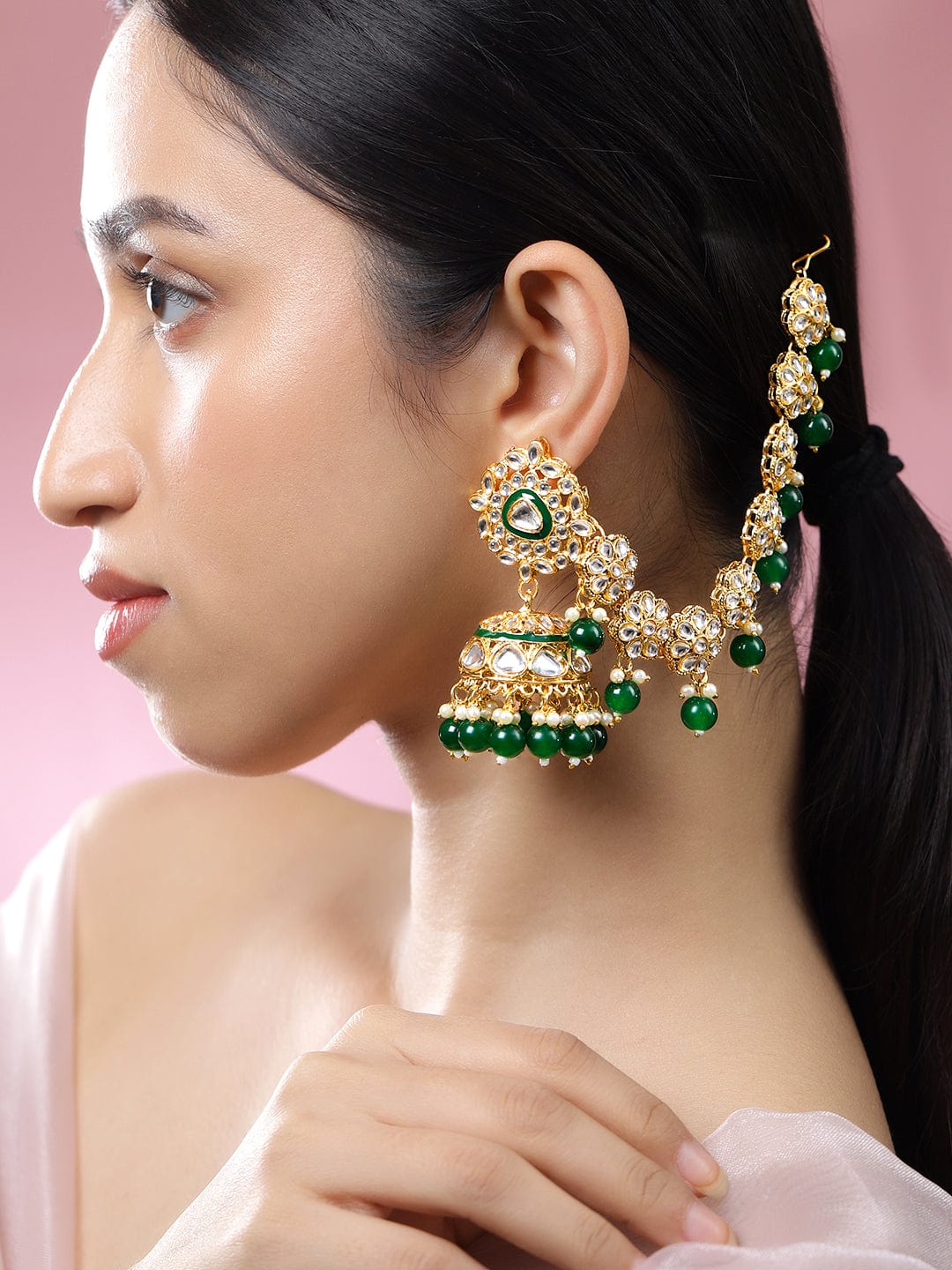 rubans-22k-gold-plated-kundan-studded-kan-chain-earrings-with-green-beads-enamel-detailing-jhumka-earrings-1157755377.jpg