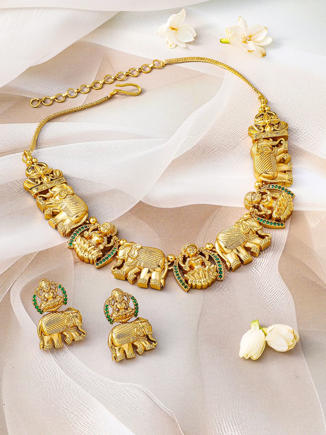 rubans-22k-gold-plated-lakshmi-elephant-motifs-temple-jewellery-set-with-green-accents-necklace-set-1143857829.jpg