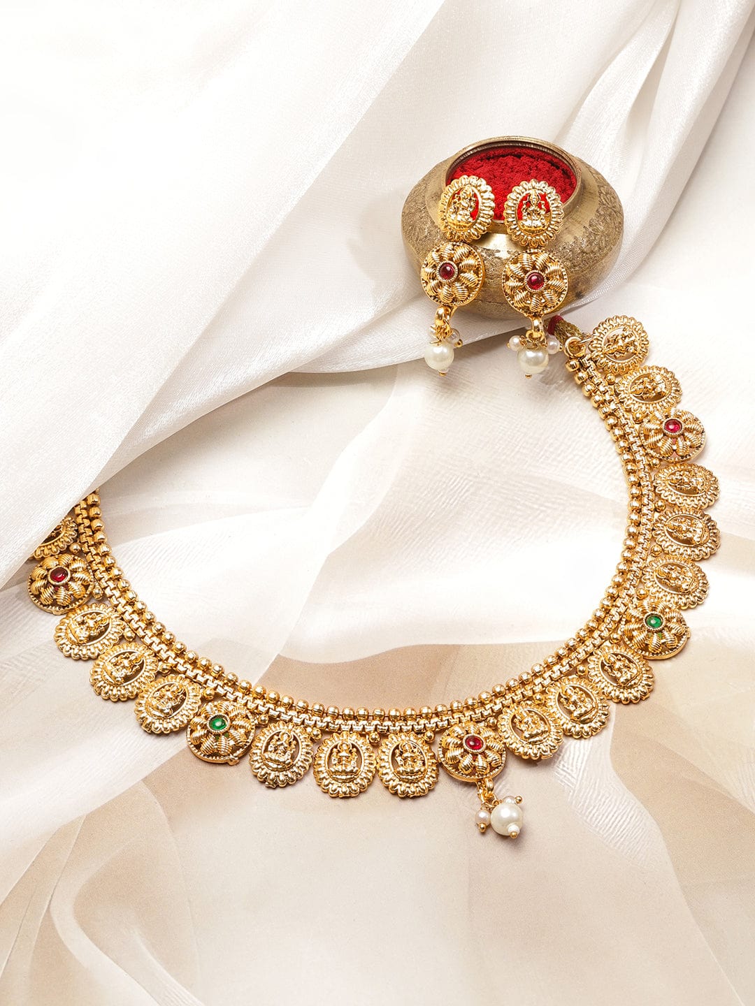 rubans-22k-gold-plated-lakshmi-temple-necklace-set-with-ruby-pink-emerald-stones-golden-beaded-detailing-and-pearl-drops-necklace-set-1180607021.jpg