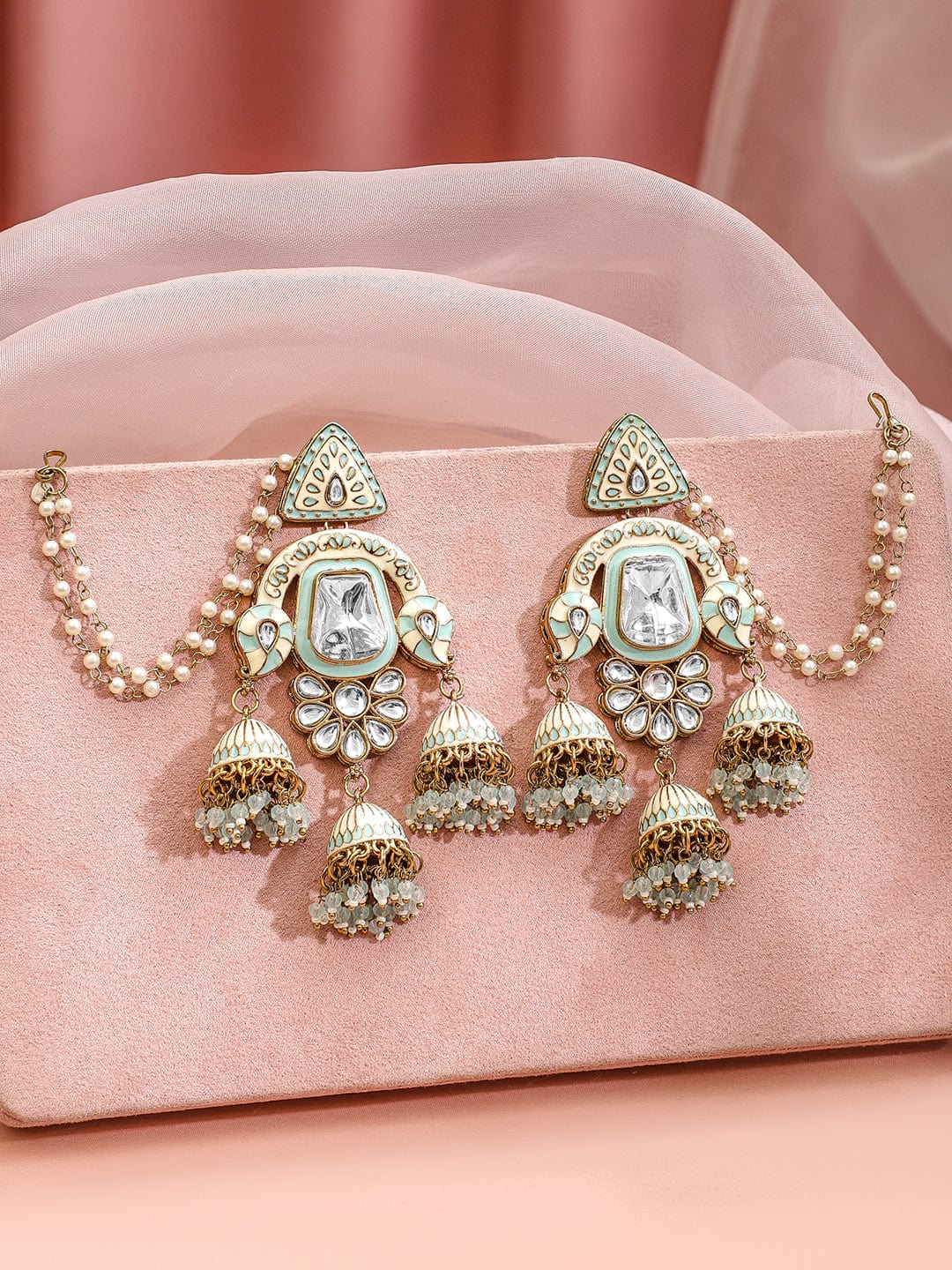 rubans-22k-gold-plated-mint-green-pastel-pink-enamel-white-kundan-studded-chandbali-jhumka-earrings-with-pearl-beading-ear-chain-earrings-1168083128.jpg
