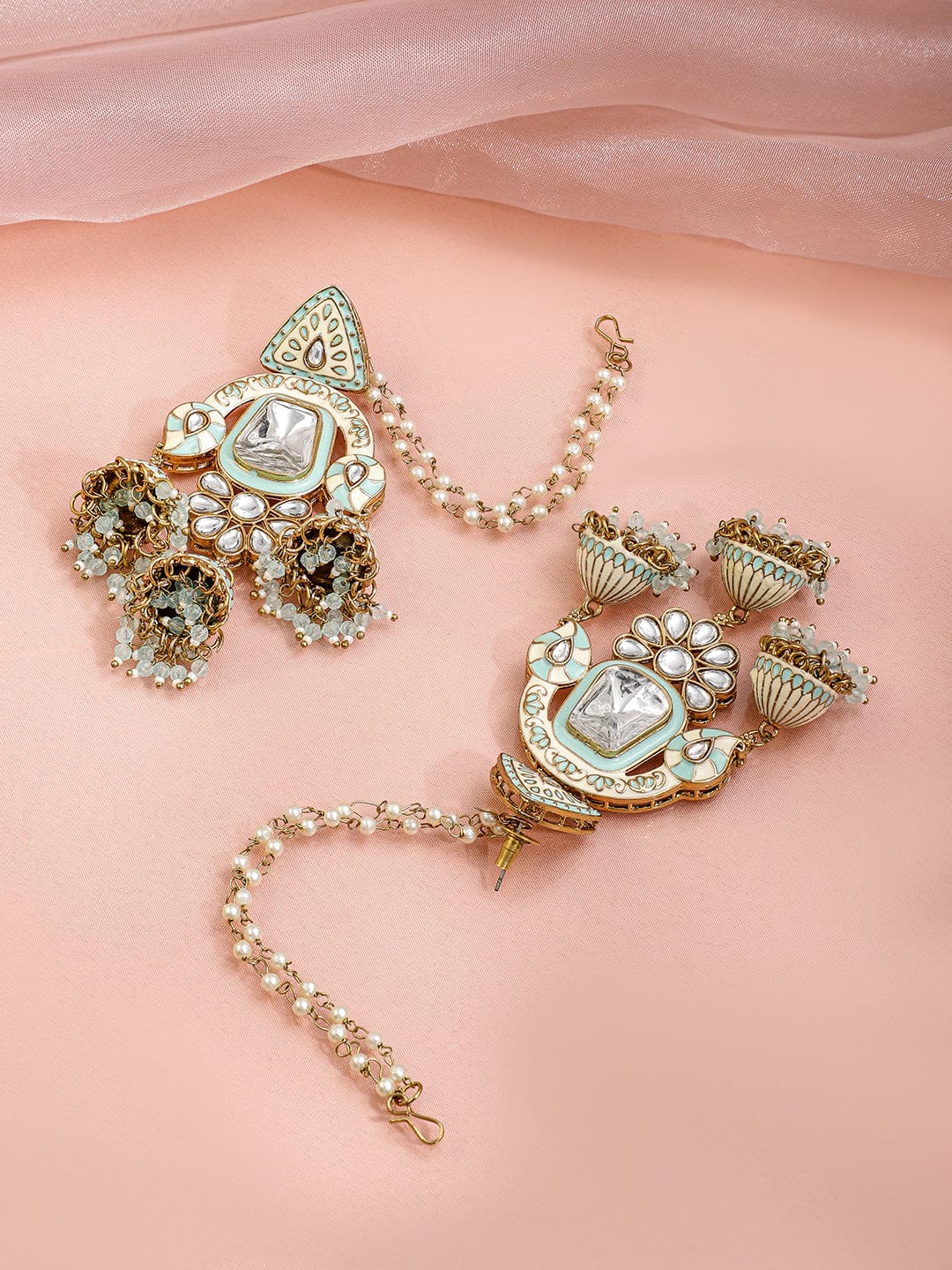 rubans-22k-gold-plated-mint-green-pastel-pink-enamel-white-kundan-studded-chandbali-jhumka-earrings-with-pearl-beading-ear-chain-earrings-1168083130.jpg