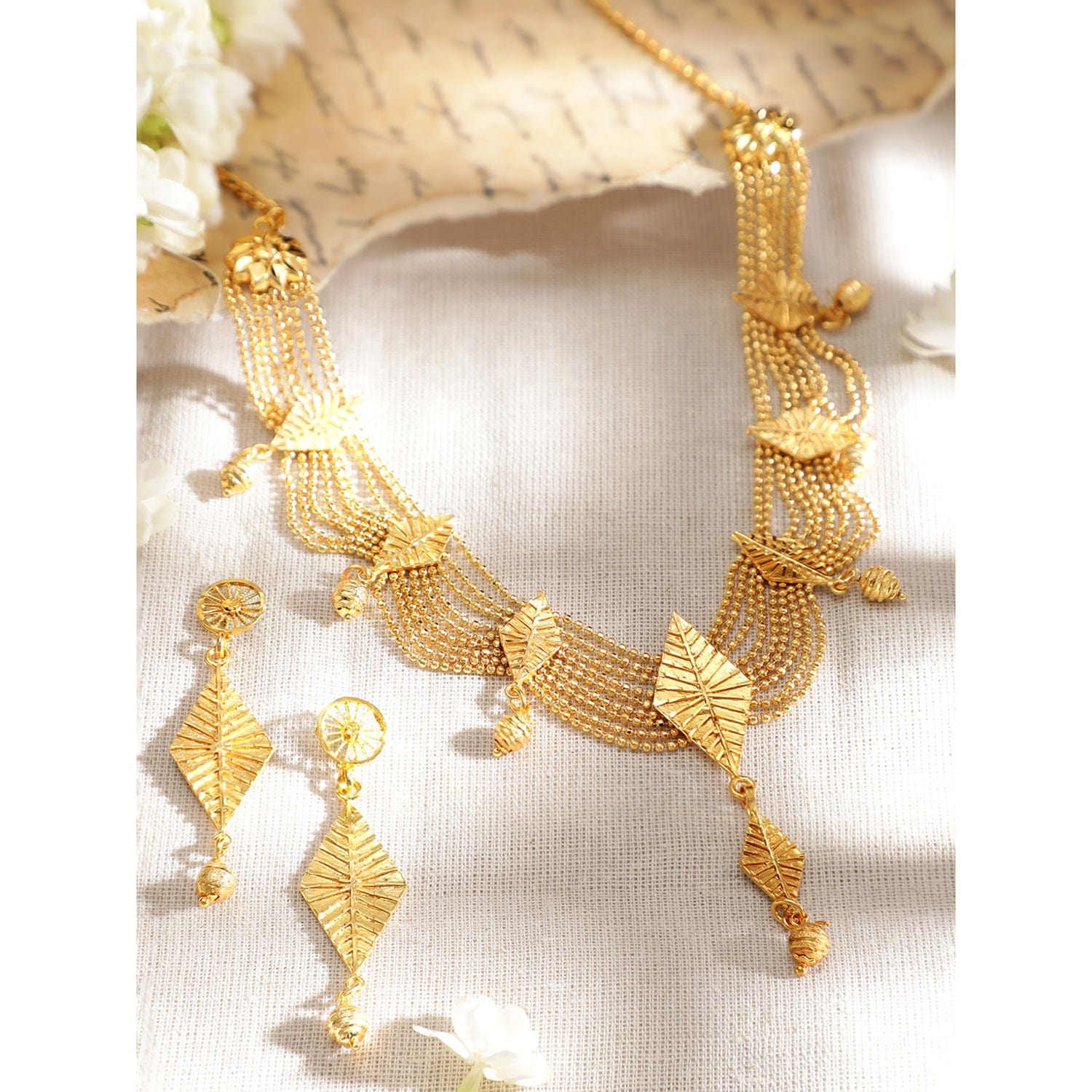 rubans-22k-gold-plated-multi-strand-necklace-set-with-leaf-motifs-and-matching-drop-earrings-for-womens-girls-necklaces-necklace-sets-chains-mangalsutra-1151182526.jpg