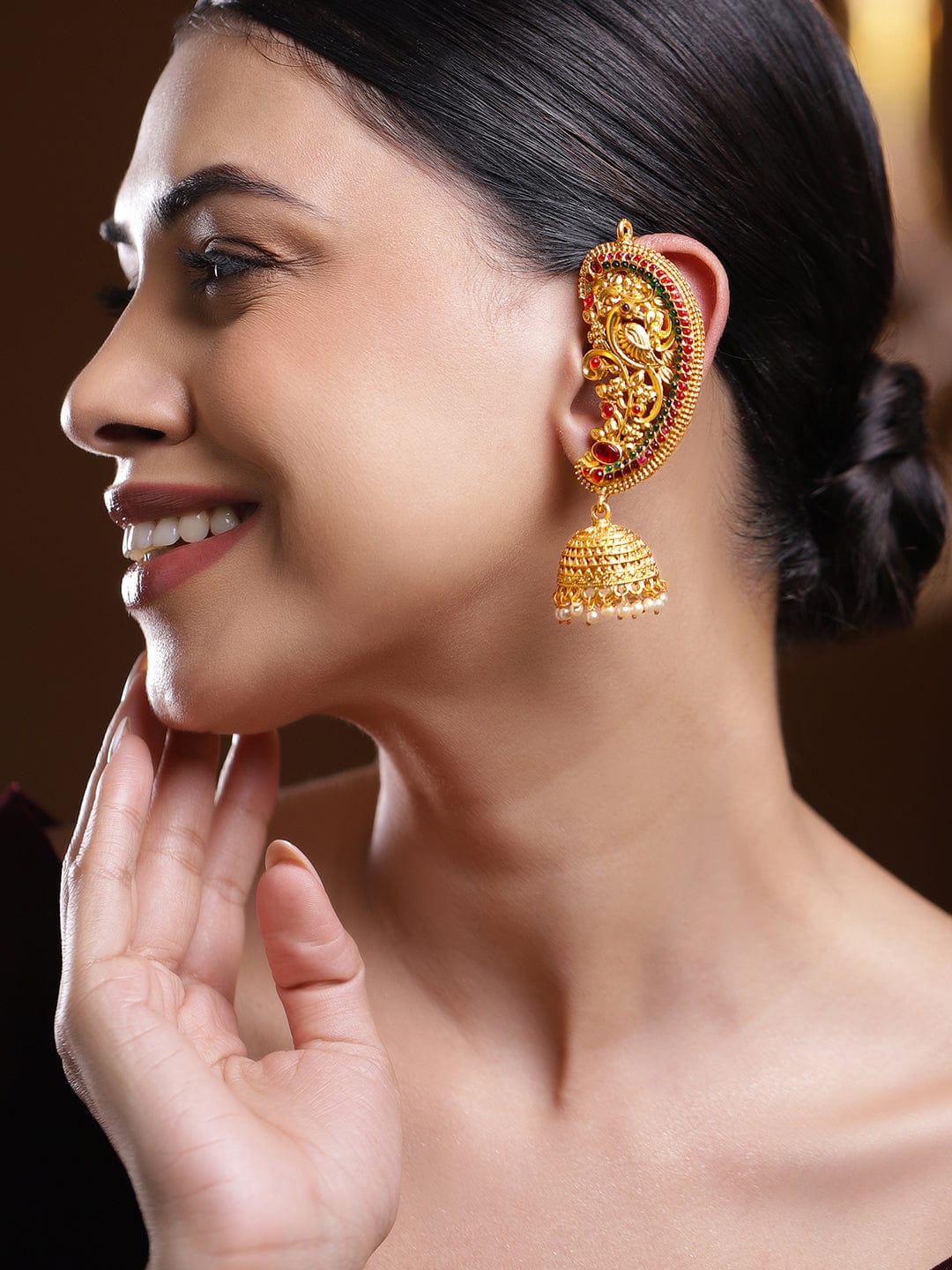rubans-22k-gold-plated-oversized-ear-cuff-jhumka-earrings-with-ruby-red-emerald-green-stones-and-ghungroo-dome-drop-jhumka-earrings-1177032156.jpg