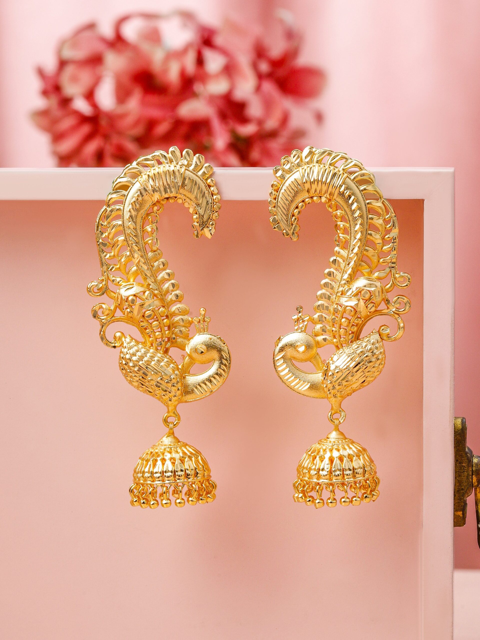 rubans-22k-gold-plated-oversized-peacock-ear-cuff-jhumka-earrings-with-ghungroo-dome-drop-jhumka-earrings-1170727241.jpg