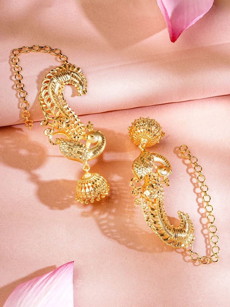 rubans-22k-gold-plated-oversized-peacock-ear-cuff-jhumka-earrings-with-ghungroo-dome-drop-jhumka-earrings-1170727242.jpg