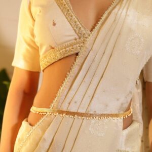 22k Gold-Plated Pearl Beaded Handcrafted Traditional Kamarbandh - Gold