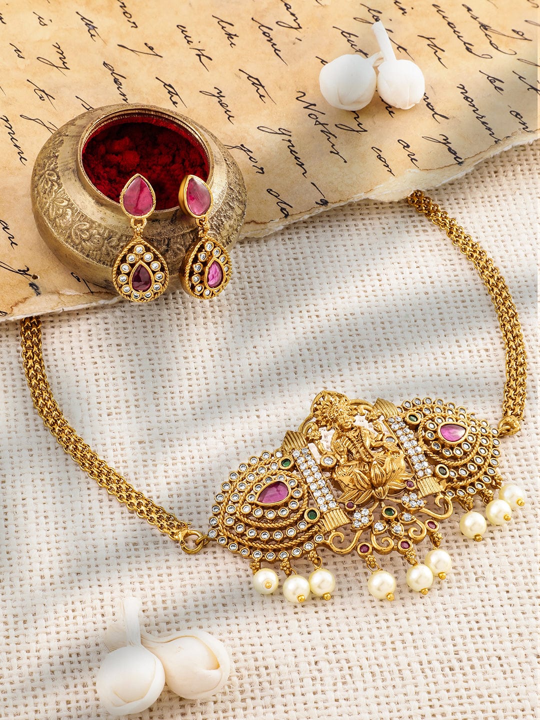 rubans-22k-gold-plated-ruby-pink-emerald-and-cubic-zirconia-studded-lakshmi-temple-choker-necklace-set-choker-set-37536120307886.jpg