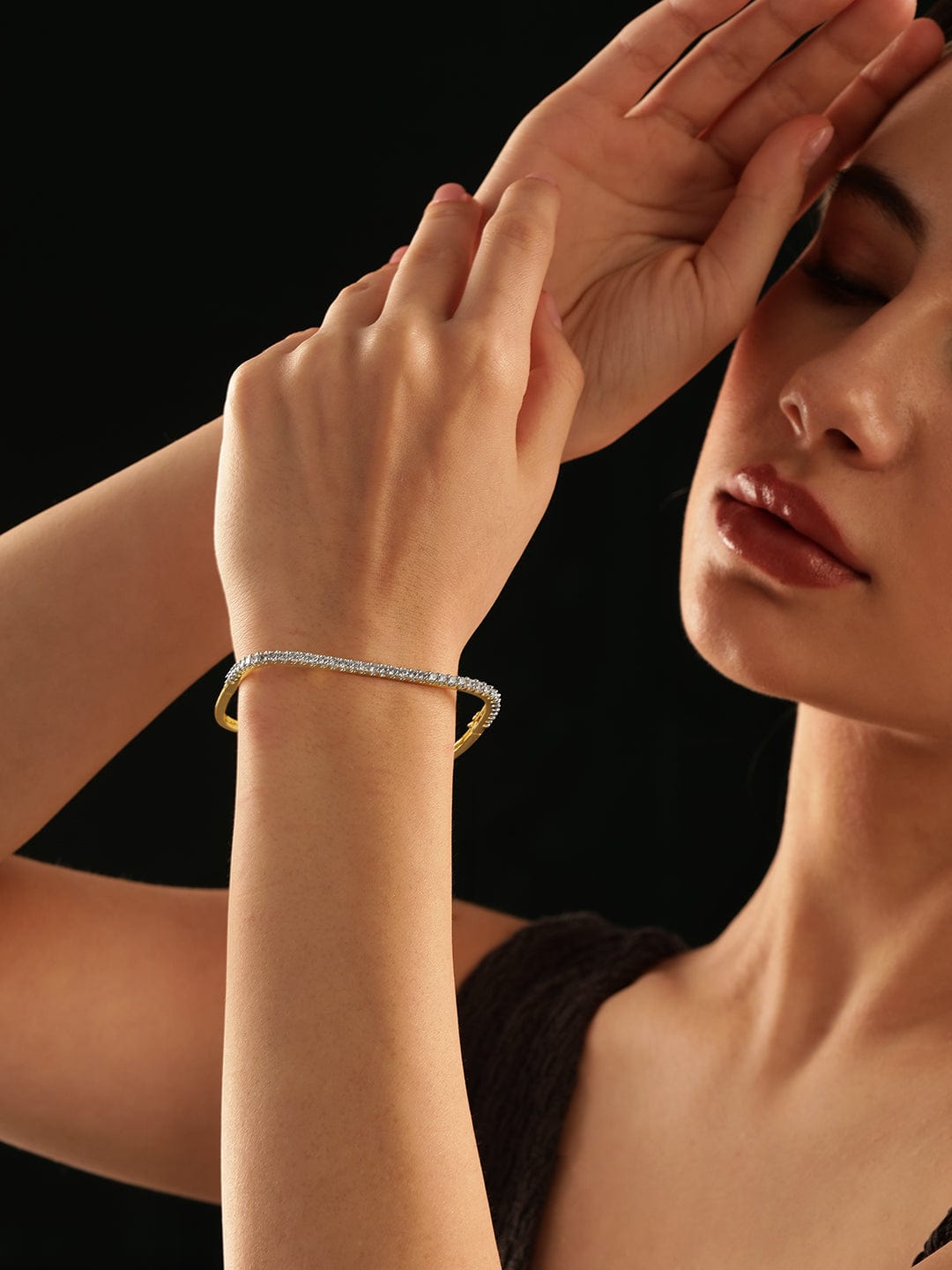 22K Gold plated Zirconia studded dainty Classy Bracelet - Gold