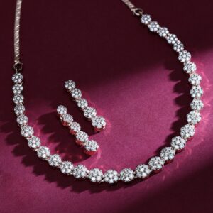 22K Gold Polish AD Necklace set. - gold