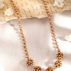 24 K Gold-Plated Handcrafted Gold Beaded Matar Mala Style Necklace - Gold